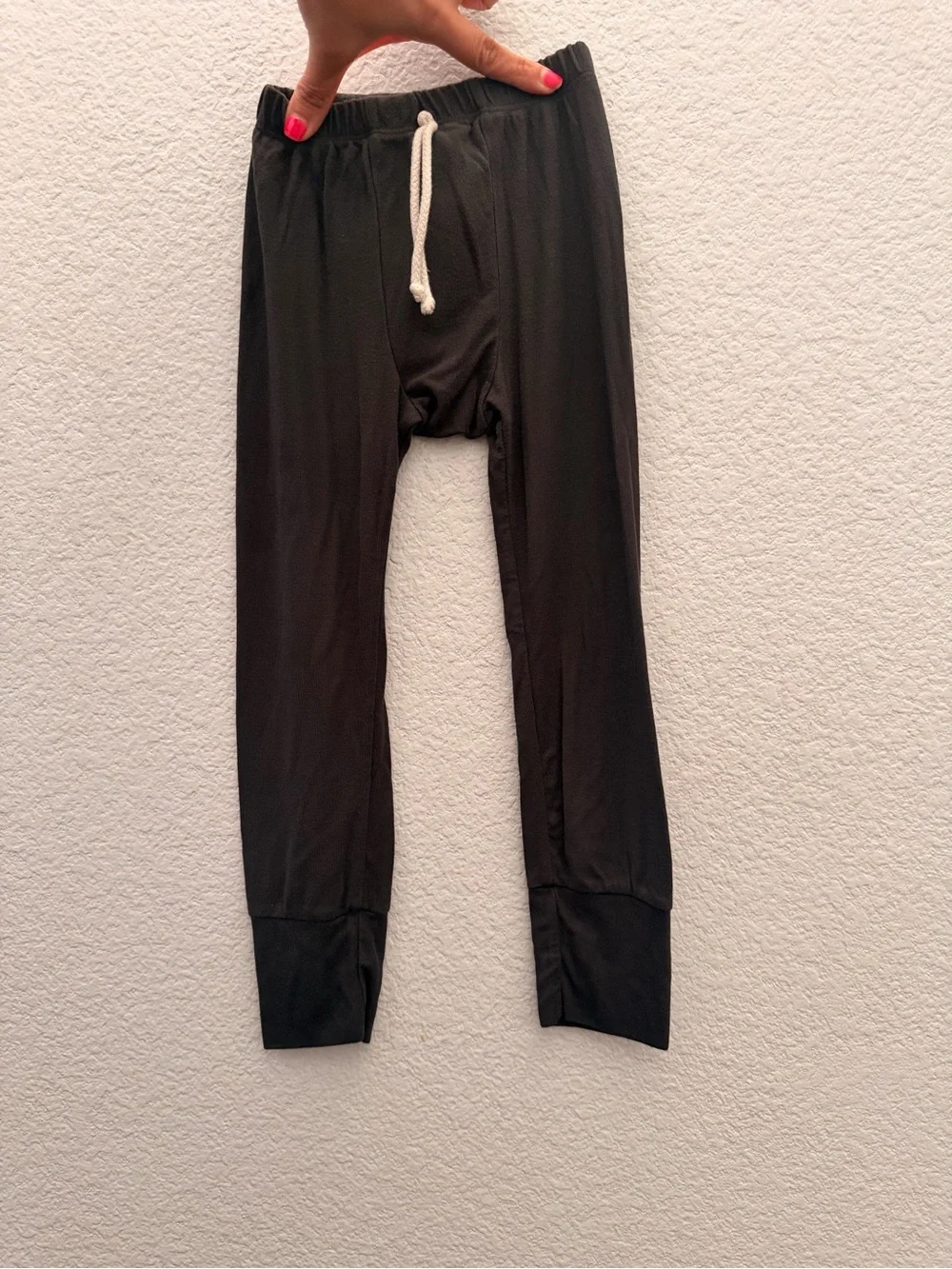 Kids Black Long-Sleeve Pajama Set with Drawstring Joggers